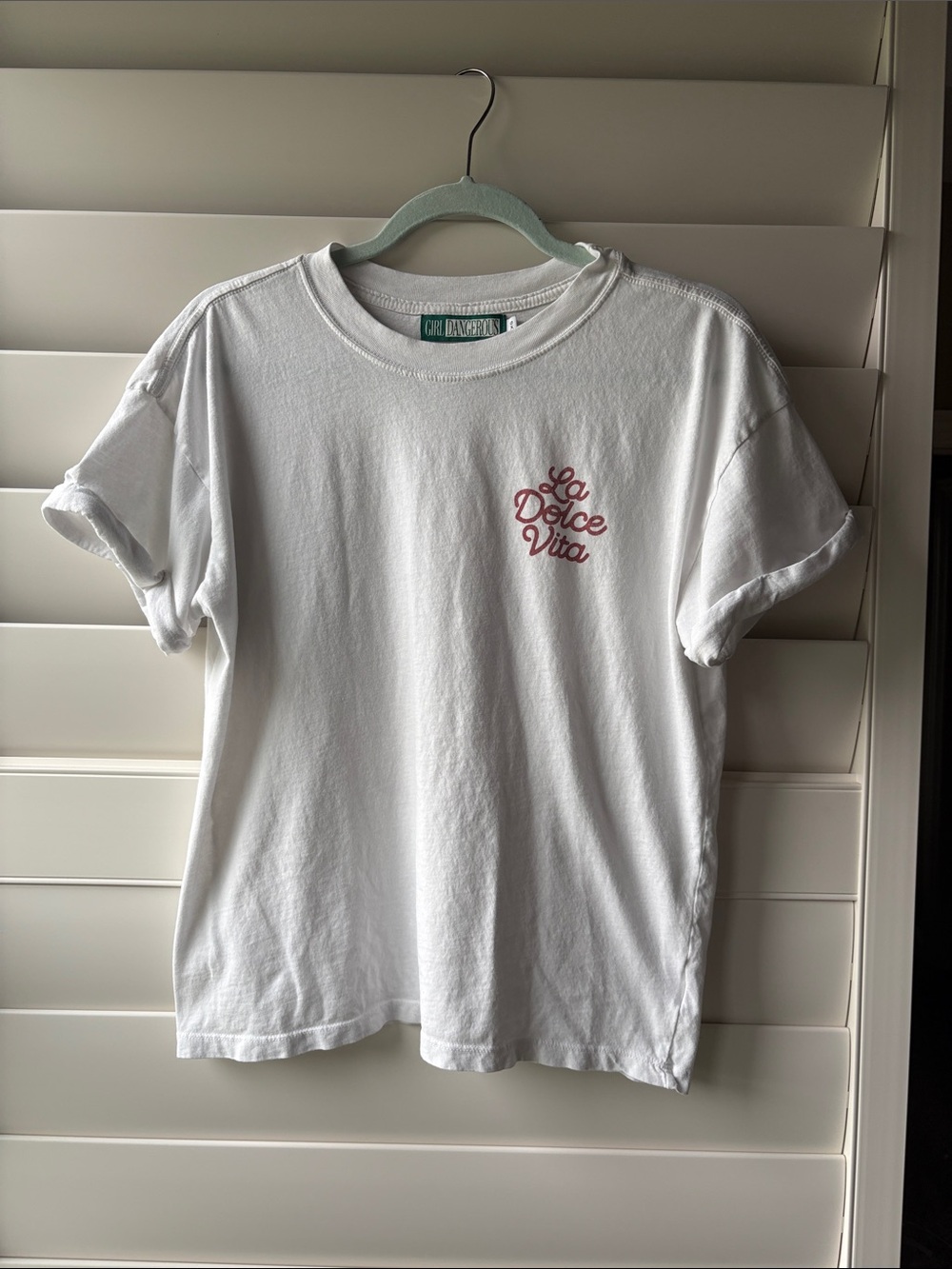 Girl Dangerous White Graphic Tee La Dolce Vita 100% organic cotton